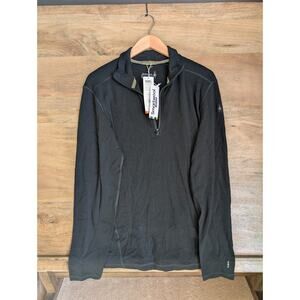Smartwool 1/4 Zip Pullover Mens M Black Classic Thermal Merino Base Layer NWT